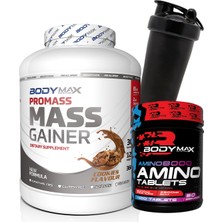 Bodymax Promass Mass Gainer 3600 gr Kurabiye Aromalı + Amino Asit 400 Tablet + Shaker