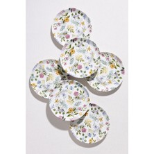 6'lı Pasta Tabağı Flowers Desen Dijital Baskı 20CM Yuvarlak Pasta Tabak Seti