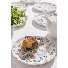 6'lı Pasta Tabağı Flowers Desen Dijital Baskı 20CM Yuvarlak Pasta Tabak Seti