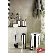 Sas Krom 4'lü Set Çöp Kovası Wc Klozet Fırça Sabunluk Diş Fırçalık Seti