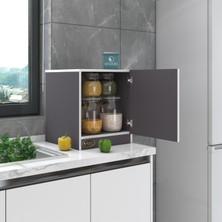 Kenz Life Kapaklı Mutfak Dolabı Melek29 Gri Modern Tasarım 39x29x29 cm Montajsız Kullanım