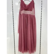 Uğurböceğiçocuk 307 Omzu Inci Detay Pelerinli Pullu Kız Çocuk Abiye