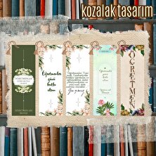 Öğretmenler Günü Konseptli Özelleştirilebilir  Kitap Ayrac 5'li Set Pvc Kaplamalı