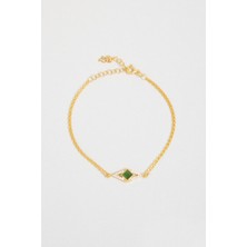 So CHIC İkonik Tasarım 18 Ayar Sarı Altın Kaplama 19 Cm Gümüş Bileklik