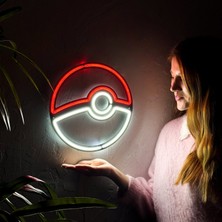 Tol Camp Poketopu (Pokeball) Neon Duvar Süsü- Modern ve Şık Metal Üzerine Neon (Led) Tabela | 30 cm x 30 cm