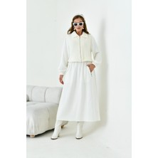 FTZ Women Kadın Angora Etekli Takım  Ekru 30986