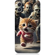 Teknomeg Samsung Galaxy A04 Uyumlu Kedi ve Zombiler  Desenli Silikon Kılıf