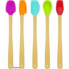 Isıya Dayanıklı Yanmaz 5 Li Renkli Bambu Silikon Spatula Seti 26CM