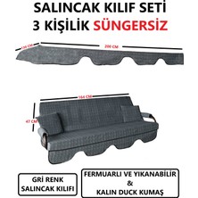 Süngersiz Tenteli Salıncak Kumaş Seti 3kişilik 164X47 cm Süngersiz Gri