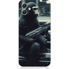 Teknomeg Samsung Galaxy A04 Uyumlu Silahlı Şempanze  Desenli Silikon Kılıf