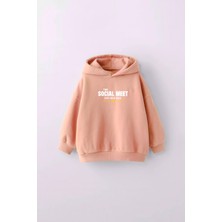Miniko Kids Kız Çocuk Socıal Meet Baskılı Kapüşonlu Manşetli Sweatshirt