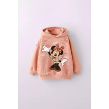 Miniko Kids Kız Çocuk Minnie Baskılı Kapüşonlu Manşetli Sweatshirt