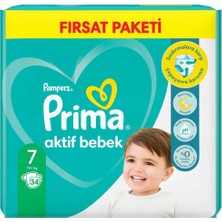 Prima Bebek Bezi Aktif Bebek Fırsat Paket 7 Beden 34 Adet