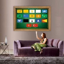 Lioncraft 17 Büyük Türk Devletleri Bayrağı Tablo, Çerçeveli Cam Tablo 30 x 45 cm