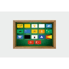 Lioncraft 17 Büyük Türk Devletleri Bayrağı Tablo, Çerçeveli Cam Tablo 30 x 45 cm