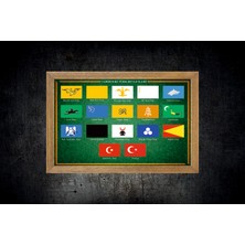 Lioncraft 17 Büyük Türk Devletleri Bayrağı Tablo, Çerçeveli Cam Tablo 30 x 45 cm