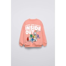 Kız Çocuk Insıde Out Modelli Bisiklet Yaka Pamuk Sweat