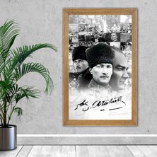 Lioncraft Ulu Önder Mustafa Kemal Atatürk Portresi, Çerçeveli Cam Tablo 30 x 45 cm