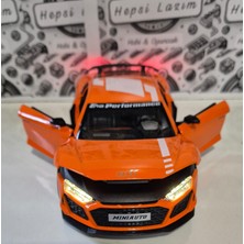 Hepsilazım 1:24 Ölçek Model Diecast Araç Audi R8 Performance Modifiyeli Metal Oyuncak Spor Araba 20 cm Işık ve Sesli