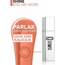 Shine Kiss Me More Yoğun Renk Veren Kalıcı Likit Parlak Ruj (002 Apricot Marmelade) 8682536083690