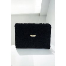 Eles Company Siyah Peluş Tablet Çantası, Siyah Peluş Tablet Kılıfı, Peluş Tablet Kılıfı