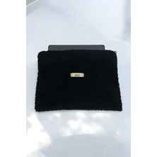 Eles Company Siyah Peluş Tablet Çantası, Siyah Peluş Tablet Kılıfı, Peluş Tablet Kılıfı