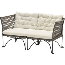 Hobiurun 2'li bahçe kanepesi, koyu gri, 146x73 cm, kuddarna bej, oturma/sırt minderi