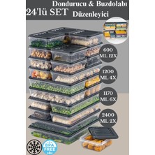 Esmo Home 24 Parça Saklama Kabı , Mikrodalga Uyumlu Saklama Kabı 2X2400ML 4X1200ML 6X1170ML 12X600ML Antrasit