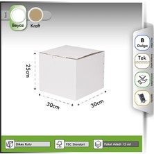 Oğuz Ambalaj E-Ticaret Kutusu Dikey Beyaz 30X30X25 cm - 15 Adet