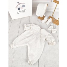 Hobidik Baby Bebek Krem Çift Kat Müslin Kumaş Tulum Set