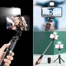 Kendiliğinden Işıklı Masaüstü Tripod Olabilen Telefon Tutuculu Kablosuz Kumand - DSR1216-6956