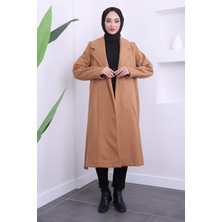 Camel Bel Kuşaklı Kaşe Kaban