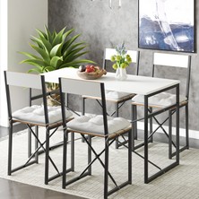 Eportatif Atlantik Minderli Mutfak Masası Yemek Masası Takımı Beyaz 1533