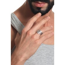 Labalaba Erkek Antik Gümüş Kaplama Ayarlanabilir Baykuş Yüzük