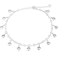 Brezza Lusso Jewelry Çanak Figürlü Taşlı Su Yolu Sallantılı Gümüş Kadın Ayak Halhal