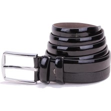 Dagoster DMK26-304 Siyah Rugan 3,5 cm Suni Deri Erkek Kemer
