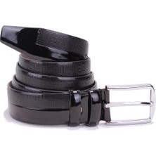 Dagoster DMK26-304 Siyah Rugan 3,5 cm Suni Deri Erkek Kemer