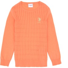 U.S. Polo Assn. Kız Çocuk Somon Basic Bisiklet Yaka Kazak 50288894-VR047