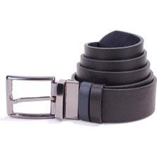 Dagoster DMK26-465DG Siyah Lacivert 4 cm Çift Taraflı Deri Erkek Kemer