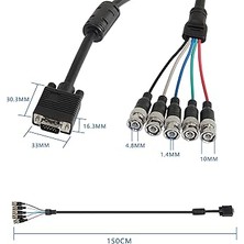 5 Bnc VGA Kablo Bnc Monitör Kablosu VGA Bnc Kablo 1.5 Metre