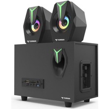 Torima D37 Siyah Bluetooth Hoparlör 2in1 Subwoofer Rgb Işıklı Bilgisayar Hoparlörü Speaker