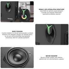 Torima D37 Siyah Bluetooth Hoparlör 2in1 Subwoofer Rgb Işıklı Bilgisayar Hoparlörü Speaker