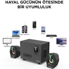 Torima D37 Siyah Bluetooth Hoparlör 2in1 Subwoofer Rgb Işıklı Bilgisayar Hoparlörü Speaker