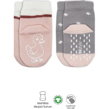 Kız Bebek Hayvan Figürlü Kaymaz 2'li Soket Çorap