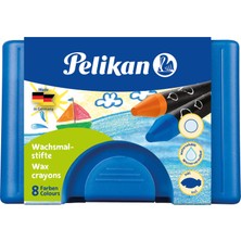 Pelikan 666 Wax Crayon Aquarel Yuvarlak Pastel Boya 8 Renk Plastik Çantalı