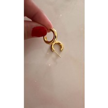 Lines Bijuteri Gold Renk Gümüş Yuvarlak Açık Halka Küpe