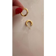Lines Bijuteri Gold Renk Gümüş Yuvarlak Açık Halka Küpe