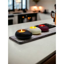Ogish Concept Three Drops Minimal Dekoratif Beton Tealight Mumluk 3'lü Set [ Siyah-Beyaz-Bordo ]