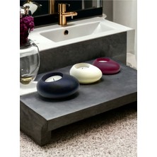 Ogish Concept Three Drops Minimal Dekoratif Beton Tealight Mumluk 3'lü Set [ Siyah-Beyaz-Bordo ]