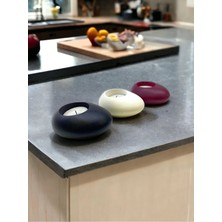 Ogish Concept Three Drops Minimal Dekoratif Beton Tealight Mumluk 3'lü Set [ Siyah-Beyaz-Bordo ]